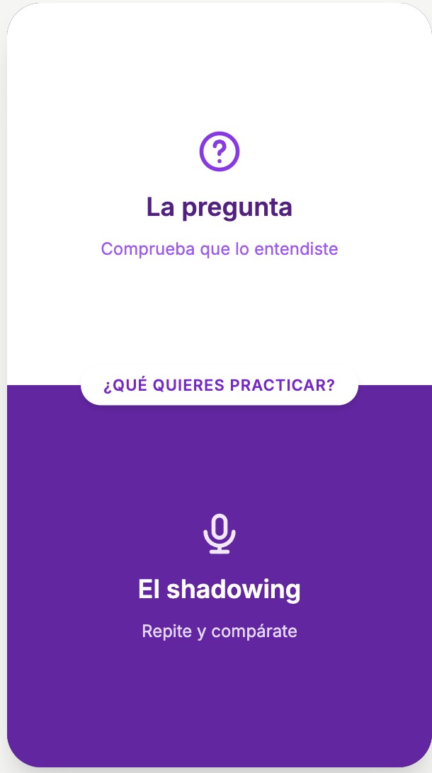 Camaleón Shadow comprehension question and shadowing prompt